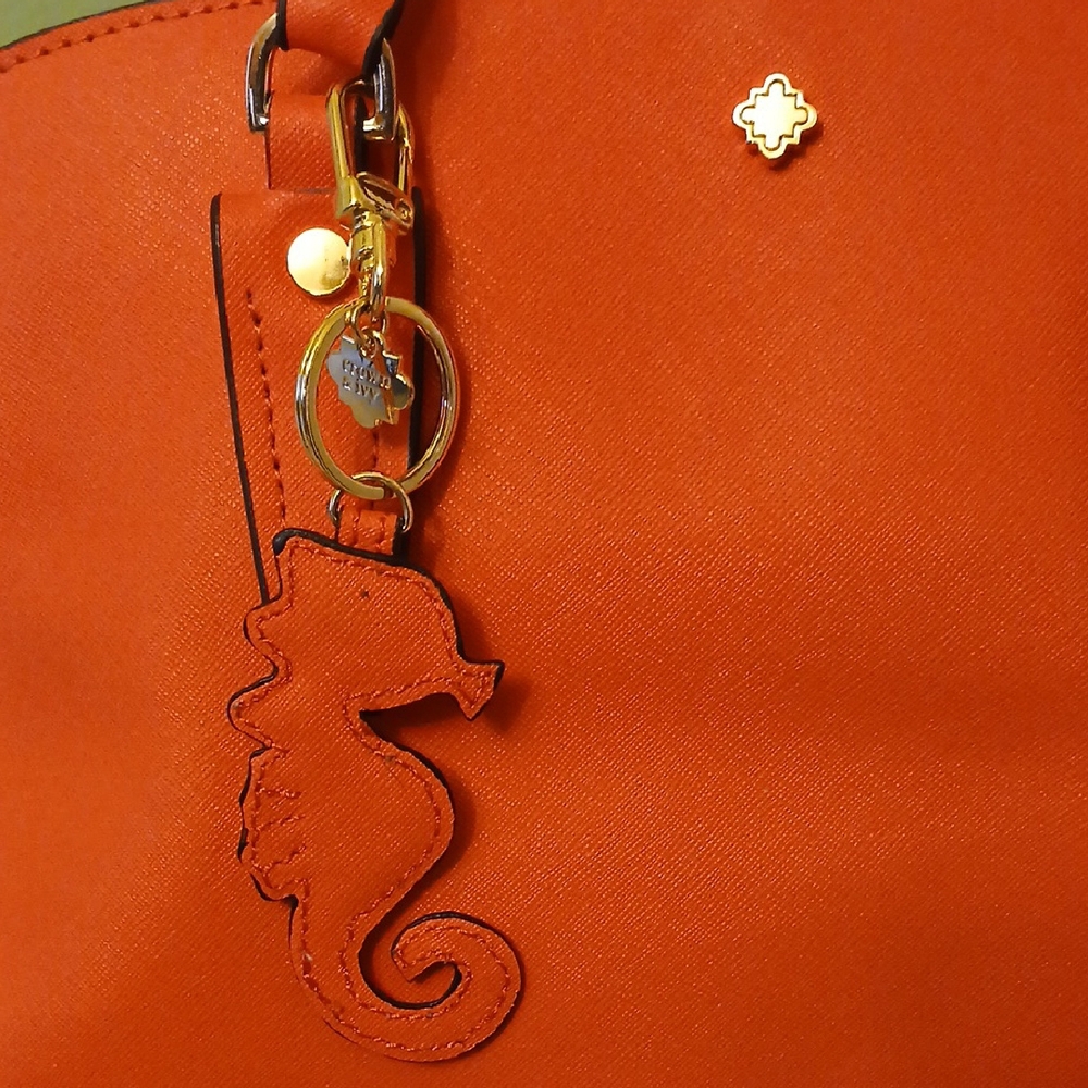 Orange Handbag with Seahorse Charm - Picture 3 of 8
